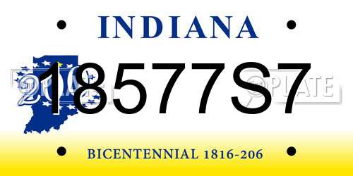 18577S7 Indiana License Plate
