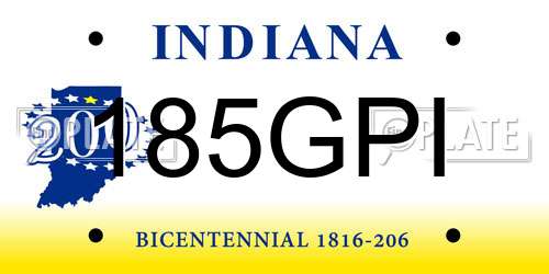 185GPI Indiana License Plate