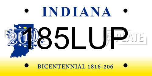 185LUP Indiana License Plate