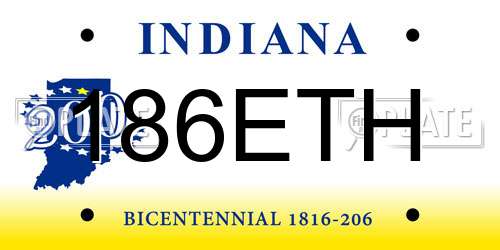 186ETH Indiana License Plate