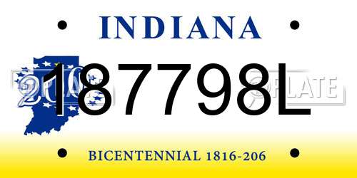 187798L Indiana License Plate