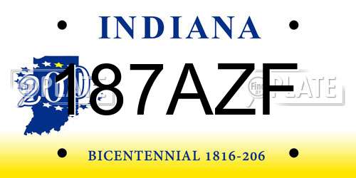 187AZF Indiana License Plate
