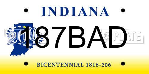 187BAD Indiana License Plate