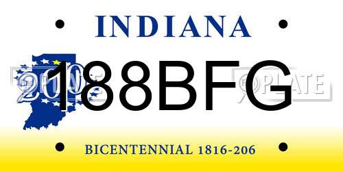 188BFG Indiana License Plate