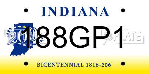 188GP1 Indiana License Plate