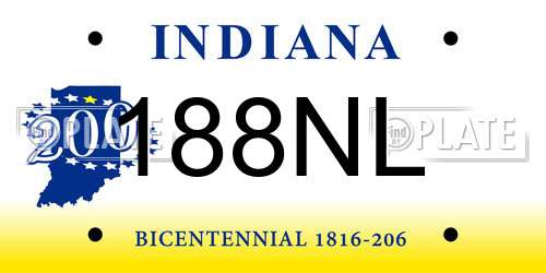 188NL Indiana License Plate