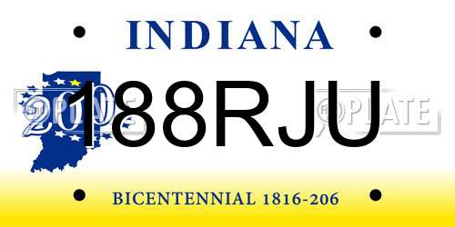 188RJU Indiana License Plate