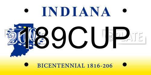 189CUP Indiana License Plate