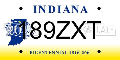 189ZXT Indiana License Plate