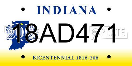 18AD471 Indiana License Plate