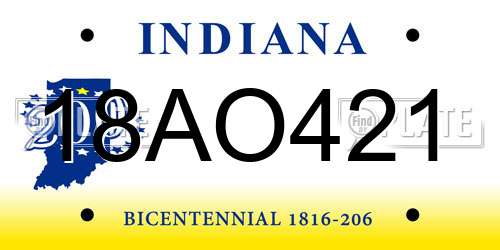 18AO421 Indiana License Plate