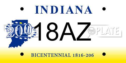 18AZ Indiana License Plate