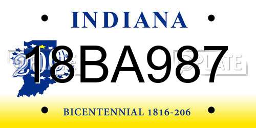 18BA987 Indiana License Plate