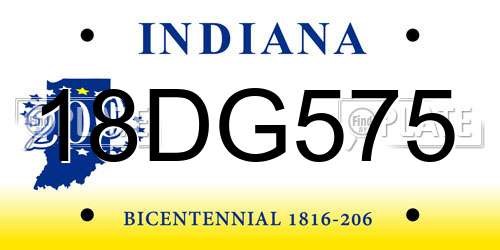 18DG575 Indiana License Plate