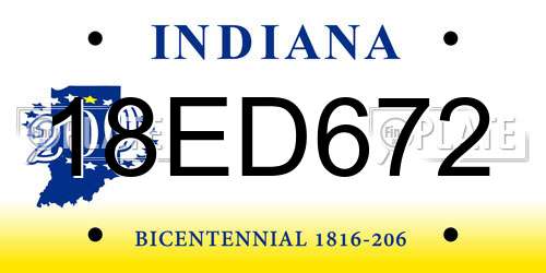 18ED672 Indiana License Plate