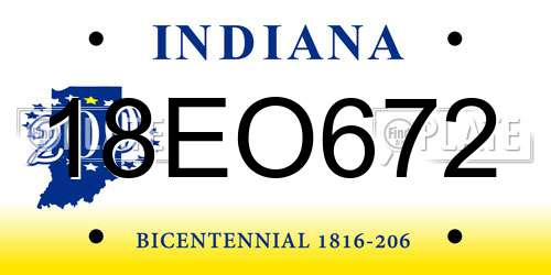 18EO672 Indiana License Plate