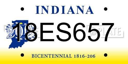 18ES657 Indiana License Plate