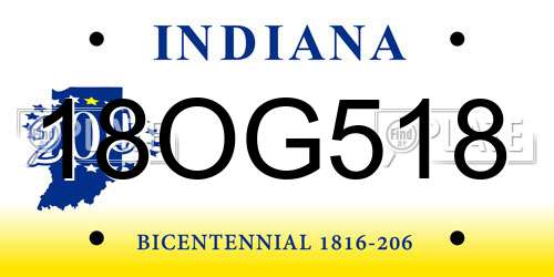 18OG518 Indiana License Plate