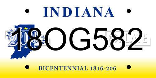 18OG582 Indiana License Plate