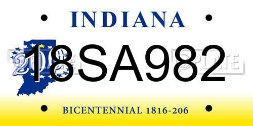 18SA982 Indiana License Plate