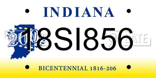 18SI856 Indiana License Plate
