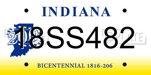 18SS482 Indiana License Plate
