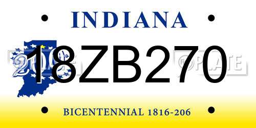 18ZB270 Indiana License Plate