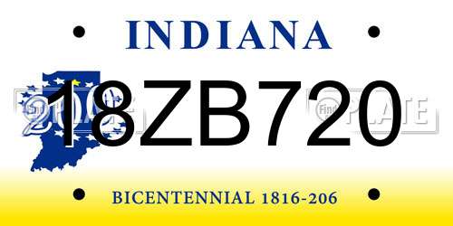 18ZB720 Indiana License Plate