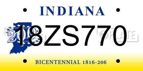 18ZS770 Indiana License Plate