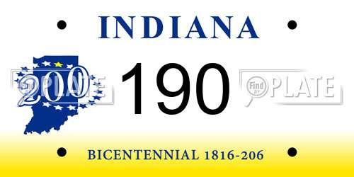 190 Indiana License Plate