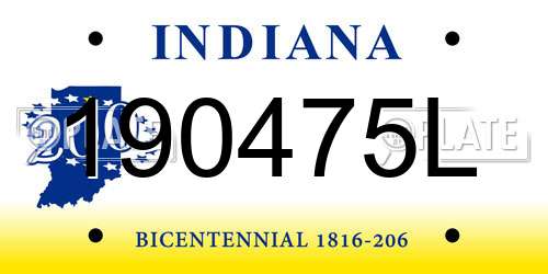 190475L Indiana License Plate