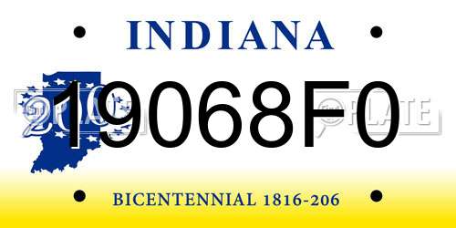 19068F0 Indiana License Plate