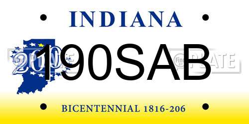 190SAB Indiana License Plate