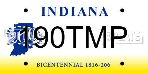 190TMP Indiana License Plate
