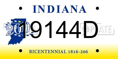 19144D Indiana License Plate