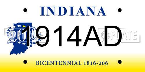 1914AD Indiana License Plate