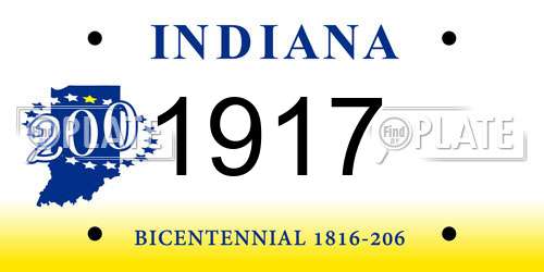 1917 Indiana License Plate