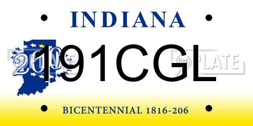 191CGL Indiana License Plate