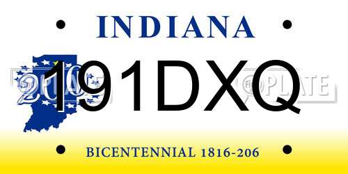 191DXQ Indiana License Plate