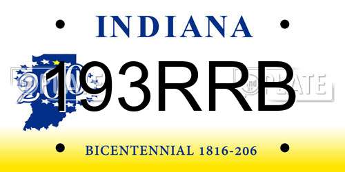 193RRB Indiana License Plate