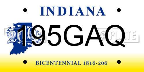 195GAQ Indiana License Plate