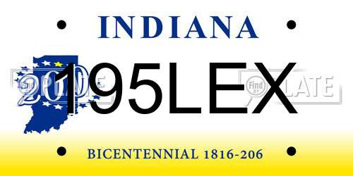 195LEX Indiana License Plate