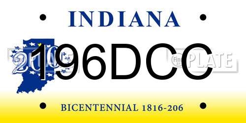 196DCC Indiana License Plate