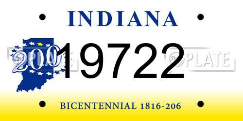 19722 Indiana License Plate