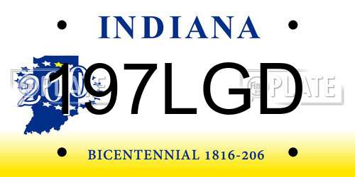 197LGD Indiana License Plate