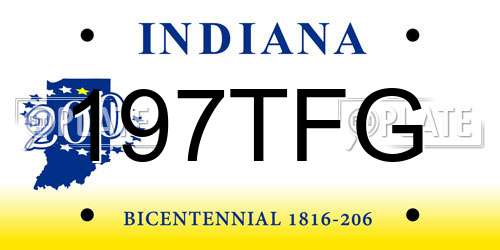 197TFG Indiana License Plate