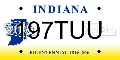 197TUU Indiana License Plate