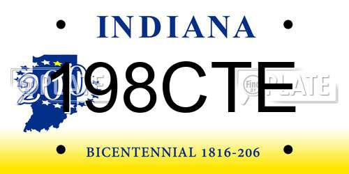 198CTE Indiana License Plate