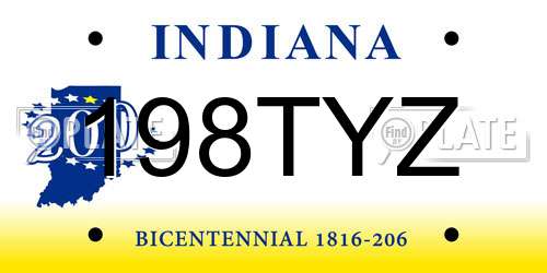 198TYZ Indiana License Plate
