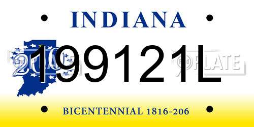 199121L Indiana License Plate